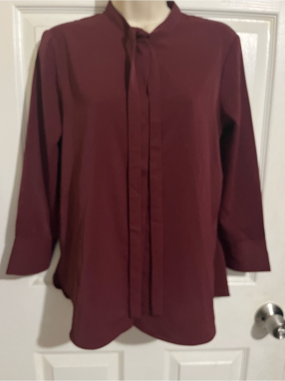 Jones New York Burgundy Tie-Neck Blouse